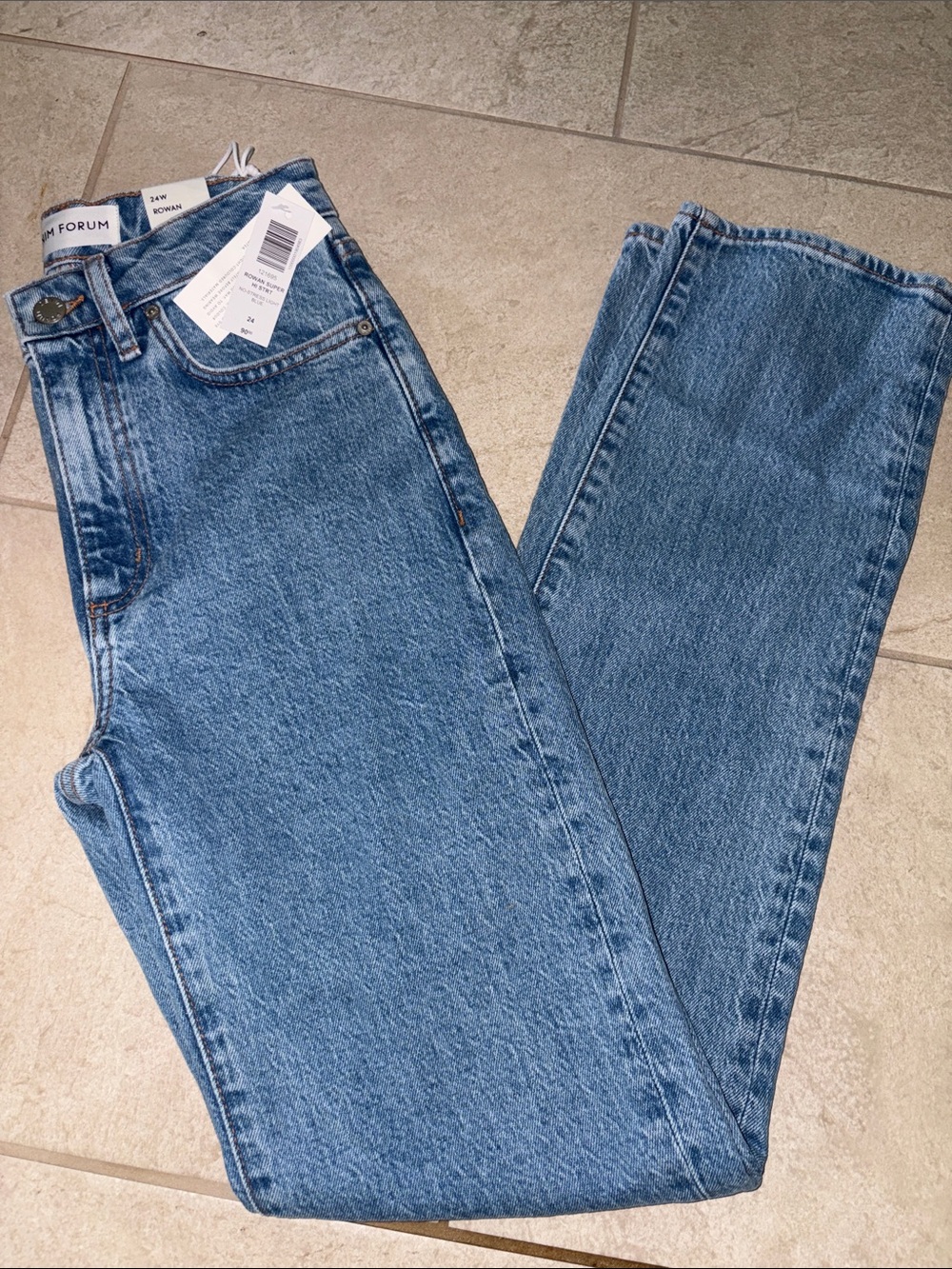 NWT DENIM FORUM Rowan Super High Rise Straight Leg Jeans